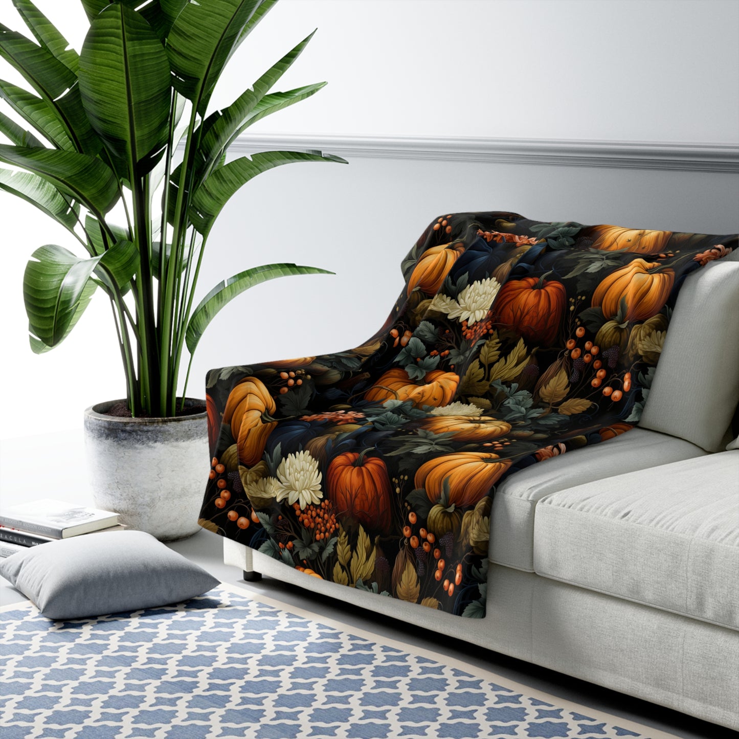 Moody Pumpkins Sherpa Blanket