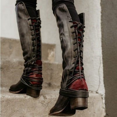 Distressed Corset Style Boots