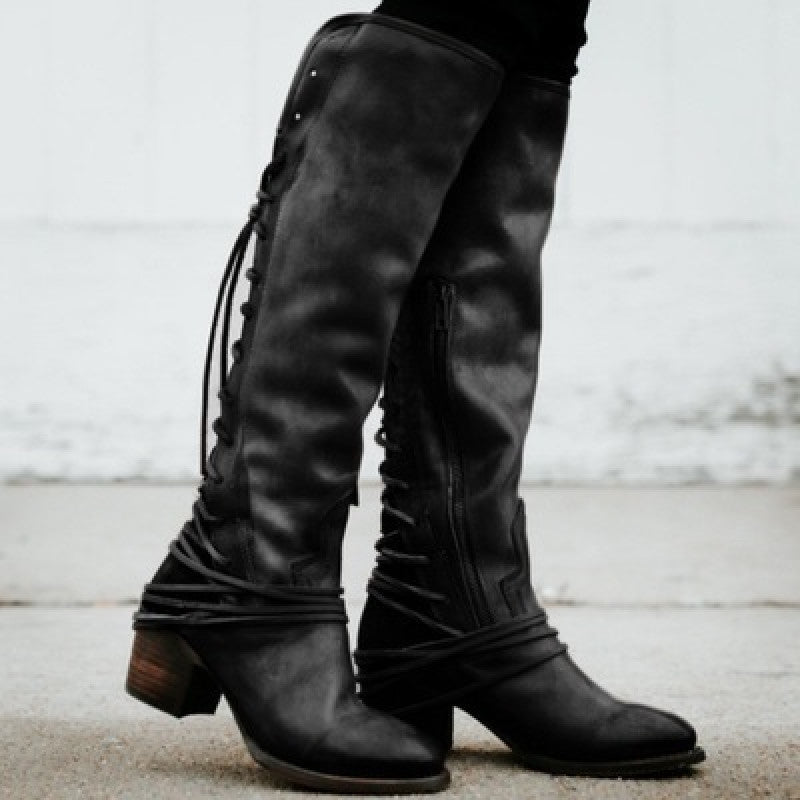 Distressed Corset Style Boots