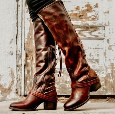 Distressed Corset Style Boots