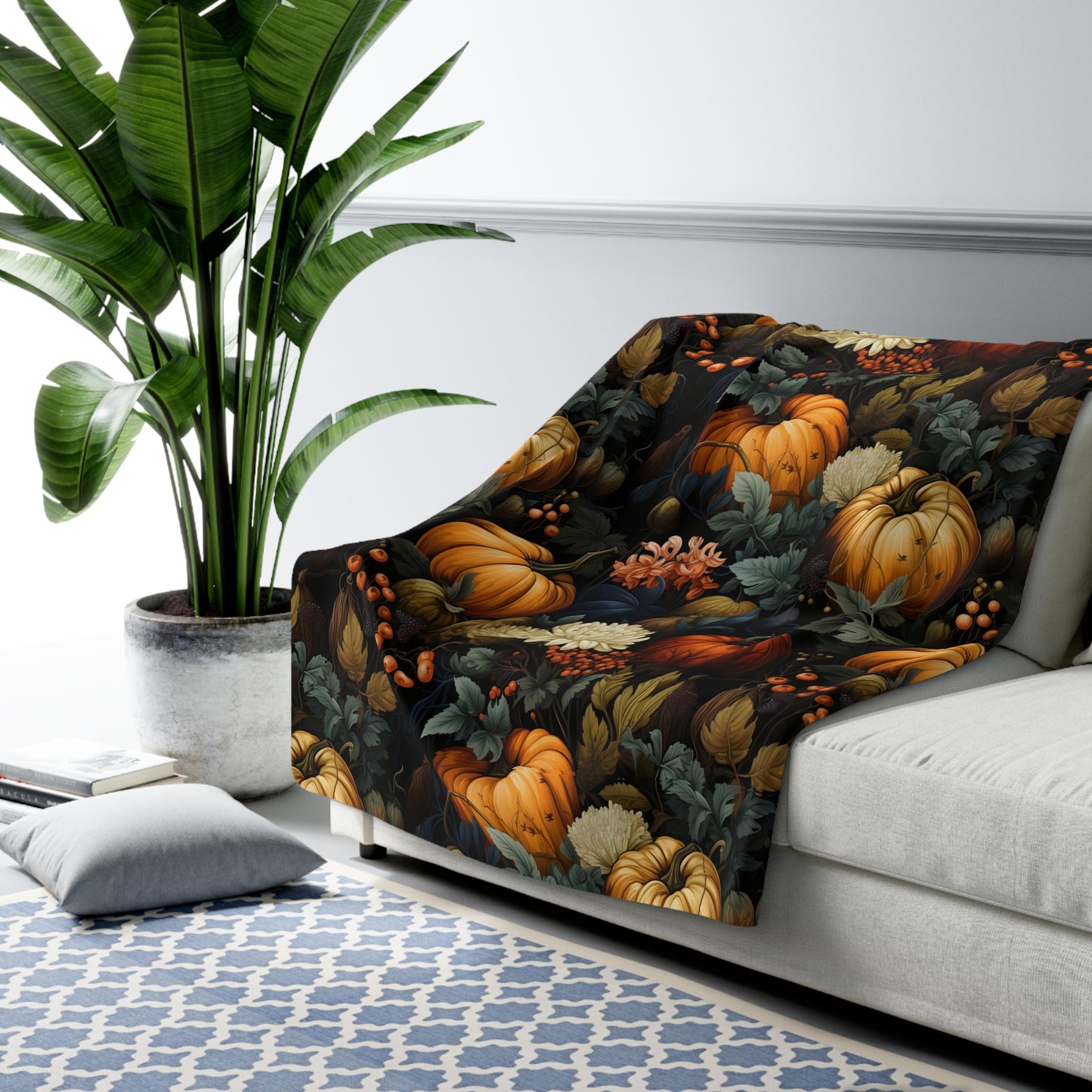 Moody Pumpkins Sherpa Blanket