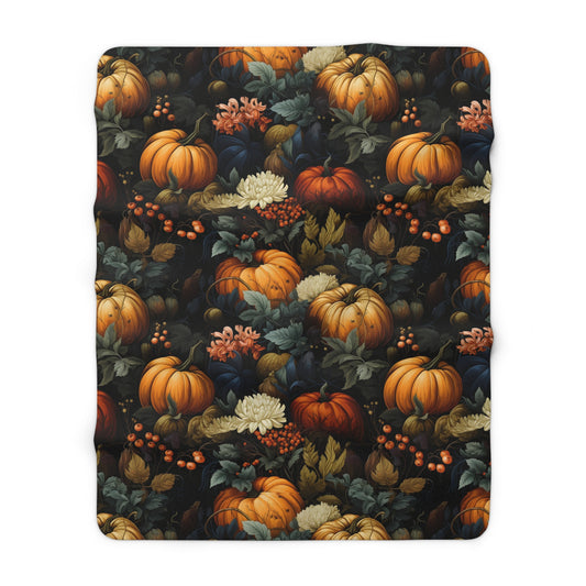 Moody Pumpkins Sherpa Blanket