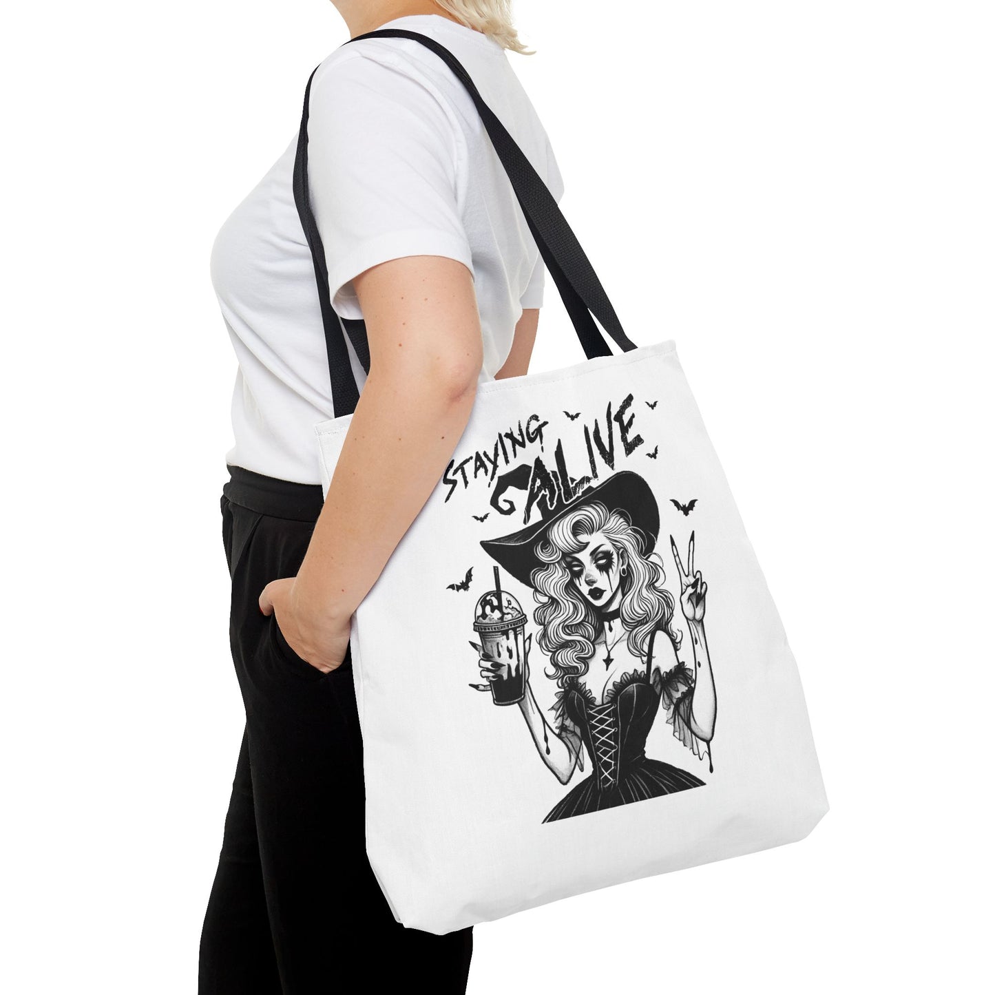 Witchy Staying Alive with Coffee Tote Bag