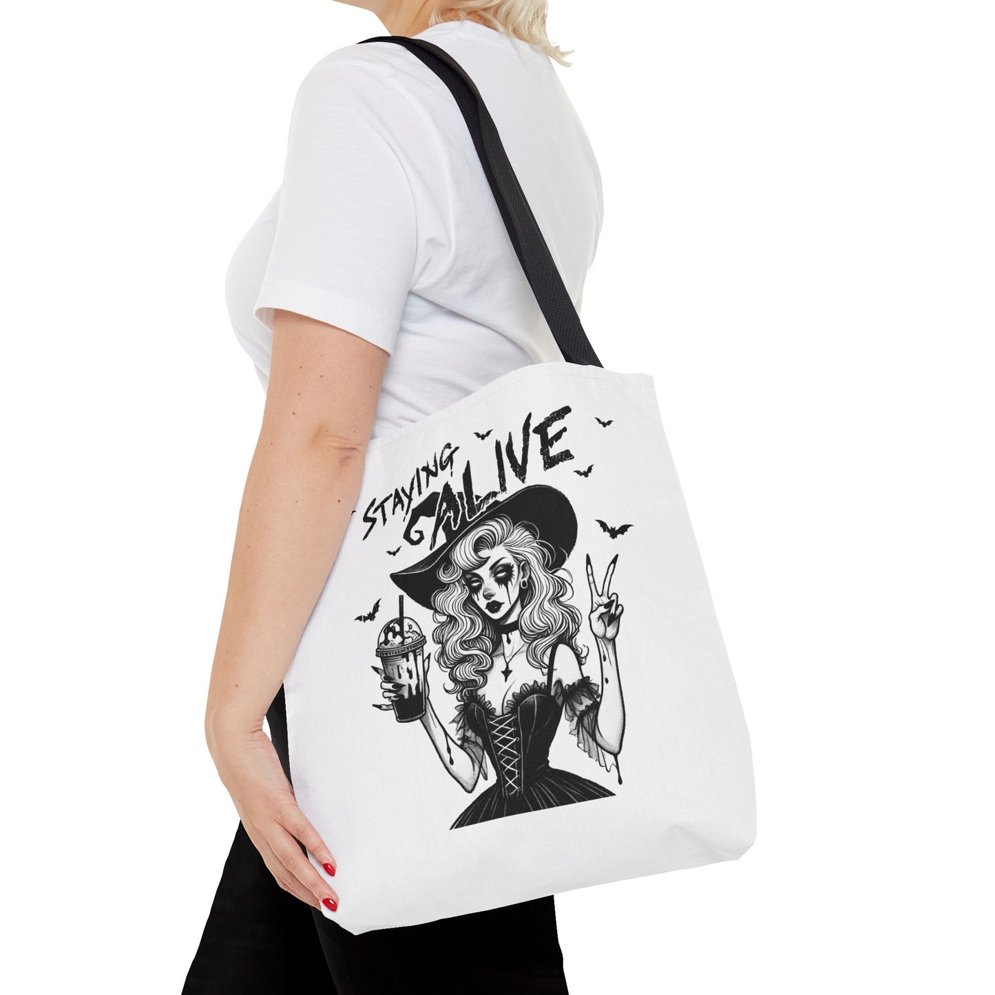 Witchy Staying Alive with Coffee Tote Bag