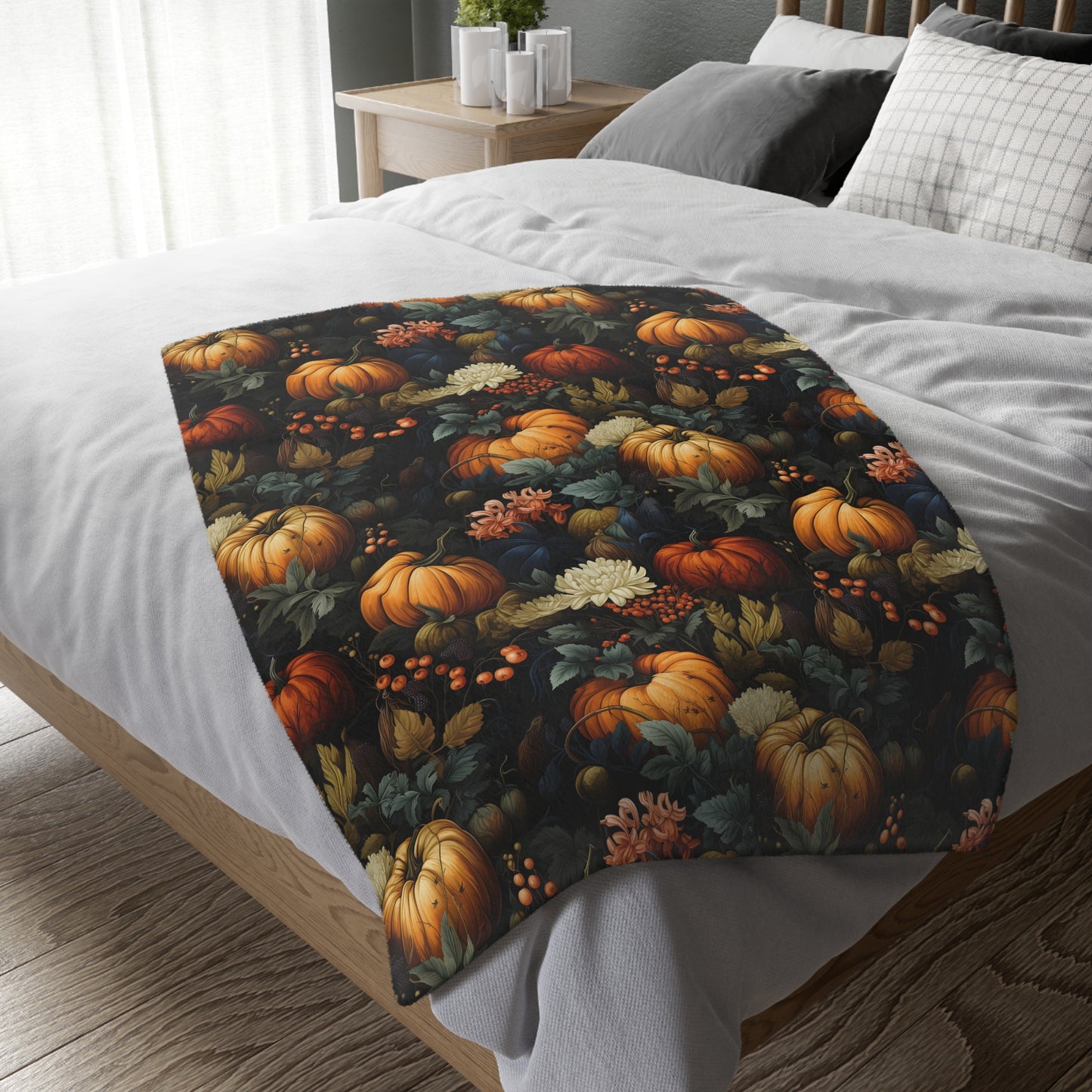 Moody Pumpkins Velveteen Blanket