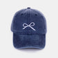 Zenana Bow Embroidered Washed Cotton Caps