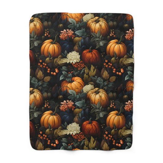 Moody Pumpkins Sherpa Blanket