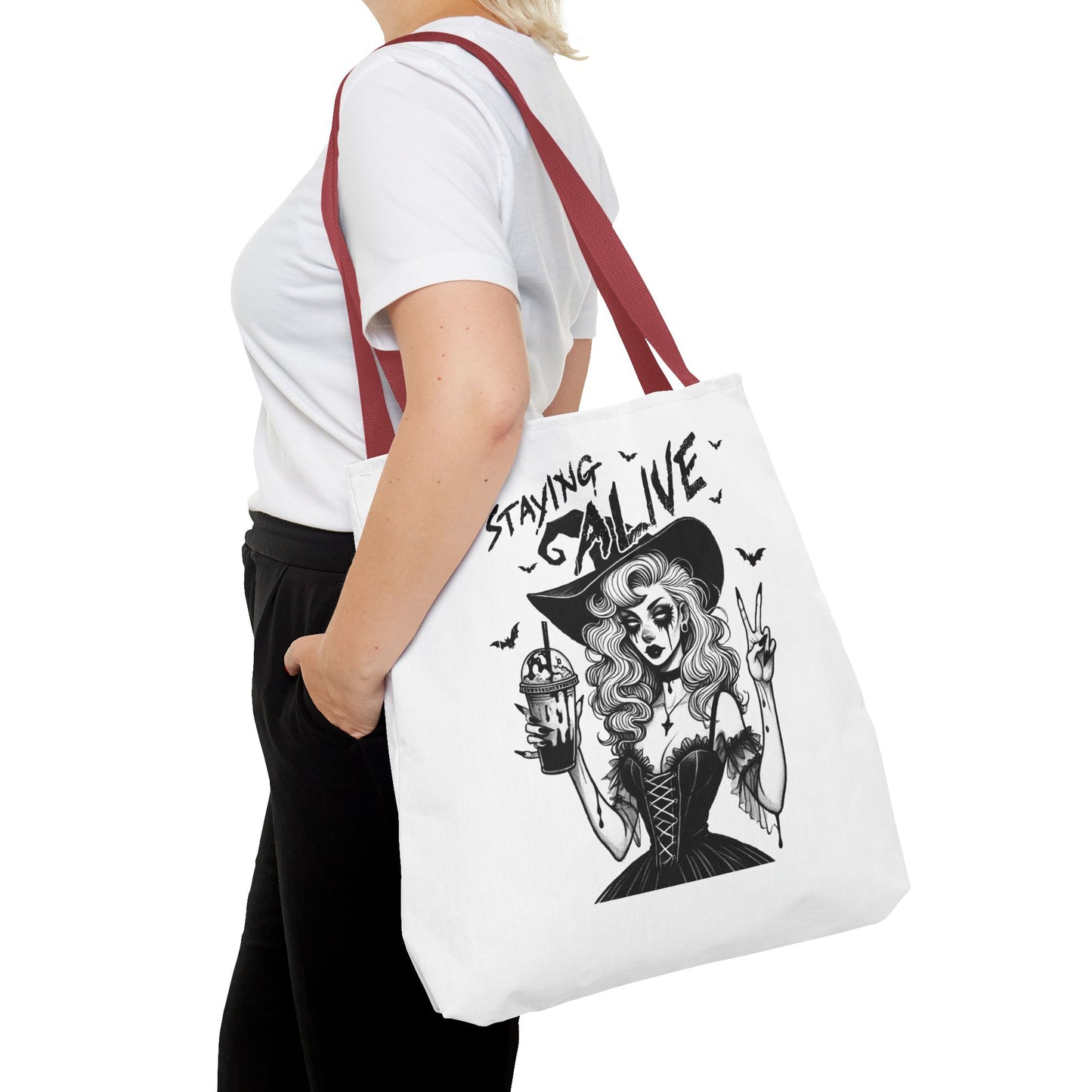 Witchy Staying Alive with Coffee Tote Bag