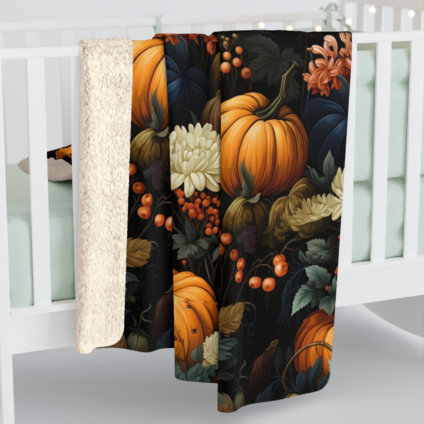 Moody Pumpkins Sherpa Blanket