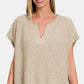 Zenana Short Sleeve Side Slit Sweater