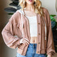 Reborn J Button Up Drawstring Striped Hooded Jacket